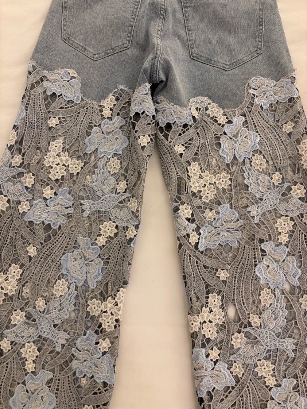 ✨ BAYEAS High Rise Rhinestone Lace Wide Leg Jeans - 27 - Picture 13 of 16